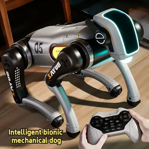 AI Intelligent Bionic Robot Dog with Remote Control | Programmable Smart Robot Pet with LED Lights, Music & Stunt Actions
