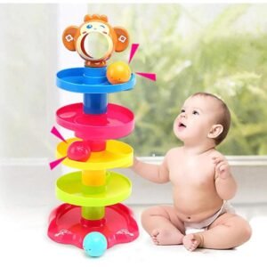 11 PCS Baby Spiral Ball Drop Tower Toy with Rolling Balls (18+ Months)