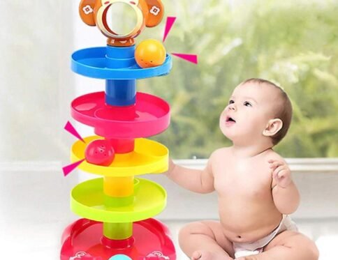 11 PCS Baby Spiral Ball Drop Tower Toy with Rolling Balls (18+ Months)