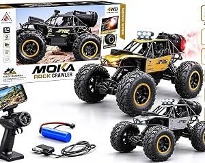 4WD WiFi FPV Camera Remote Control Rock Crawler Car – 2.4GHz Off-Road RC Monster Truck with HD Camera, Rechargeable Battery & LED Lights