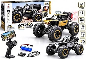 4WD WiFi FPV Camera Remote Control Rock Crawler Car – 2.4GHz Off-Road RC Monster Truck with HD Camera, Rechargeable Battery & LED Lights