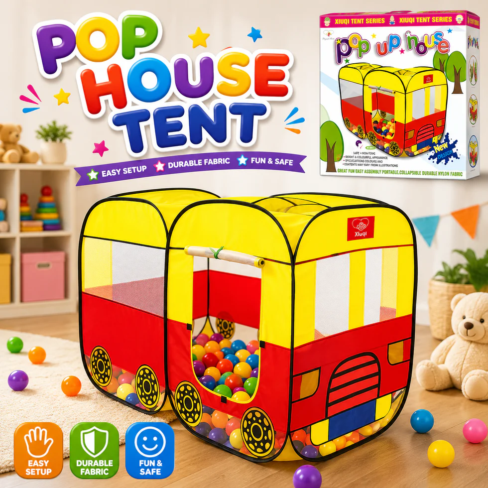 Kids Pop Up Play Tent House with Basketball Hoop – Foldable Indoor & Outdoor Playhouse for Toddlers | Portable Children’s Play Tent