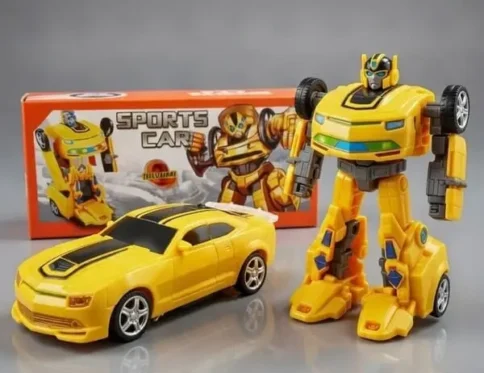 2-in-1 Transforming Robot Sports Car Toy – Automatic Convertible Robot Car with Lights & Sound for Kids