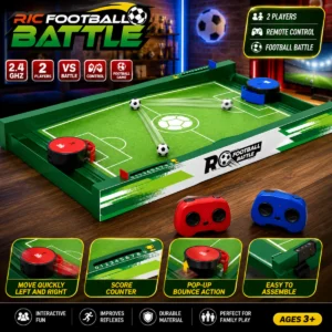 2.4GHz RC Football Battle Game – 2 Player Remote Control Tabletop Soccer Game with Score Counter | Interactive Family Sports Toy for Kids (Ages 3+)