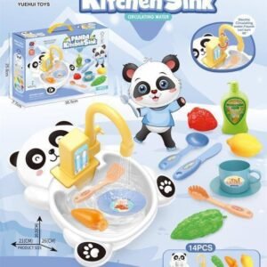 Panda Kitchen Sink Toy Set for Kids | Pretend Play Washing Sink with Running Water & Kitchen Accessories | Educational Role Play Toy (3+ Years)