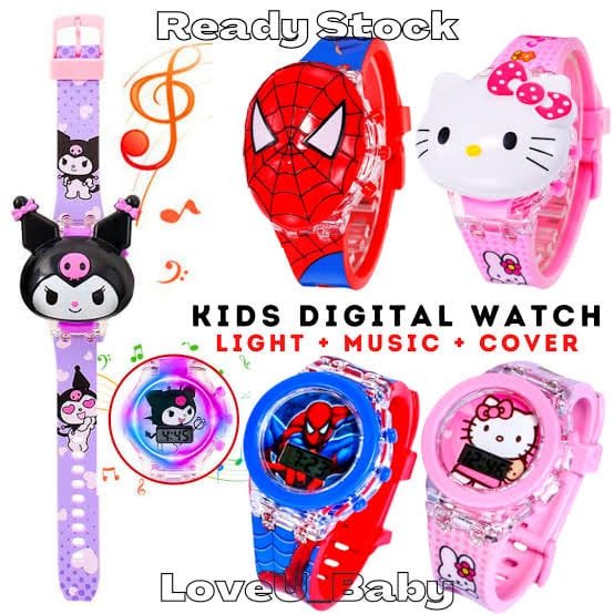 Kids Digital LED Cartoon Watch with Light & Music – Wrist Watch for Boys & Girls
