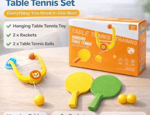 Hanging Table Tennis Trainer for Kids – Indoor Portable Ping Pong Training Toy (3+ Years)