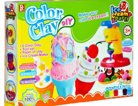 Color Clay DIY Ice Cream Play Set for Kids – Modeling Clay Toy with Extruder Machine, Molds & Accessories | Creative Educational Toy (3+ Years)