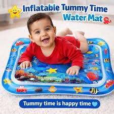 Baby Crawling Water Play Mat | Inflatable Tummy Time Sensory Activity Pad for Infants & Toddlers | Ocean Theme Development Toy