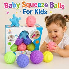6-Piece Baby Soft Sensory Balls Set | Textured Squeaky BPA-Free Educational Toy for Infants & Toddlers
