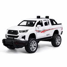1:32 Die-Cast Pickup Truck Toy | Metal 4x4 Pickup Model with Opening Doors & Pull Back Action | Black & White Colors Available