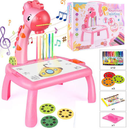 Kids Giraffe Projector Painting Table with Drawing Projector & Markers