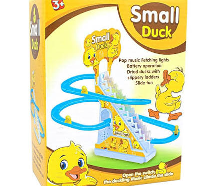 Small Duck Climbing Stairs Toy with Music & LED Lights – Electric Duck Slide Track Toy for Kids | Battery Operated Educational Toy (3+ Years)