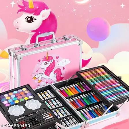 145-Piece Art & Craft Drawing Set with Aluminum Carry Case – Kids Coloring Kit