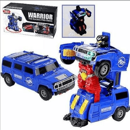 Warrior 2-in-1 Transforming Robot Car Toy – Automatic SUV to Robot Transformer with Lights & Sound | Educational Action Toy for Kids