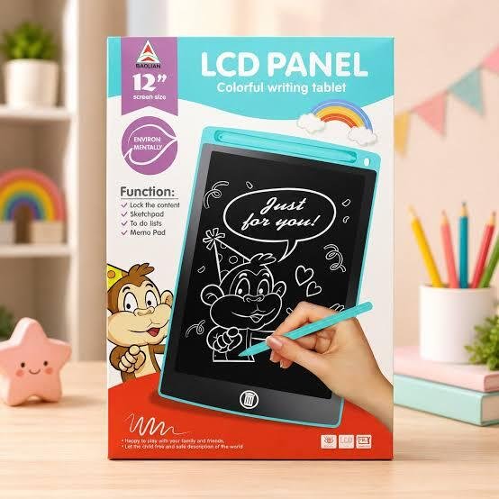 12 Inch Colorful LCD Writing Tablet for Kids – Reusable Digital Drawing & Writing Pad with Stylus | Electronic Memo Board