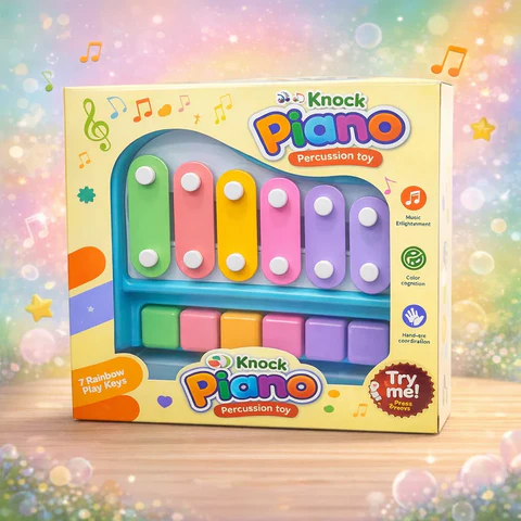 2-in-1 Kids Piano & Xylophone Toy | 5-Key Rainbow Musical Toy for Toddlers (3+ Years)