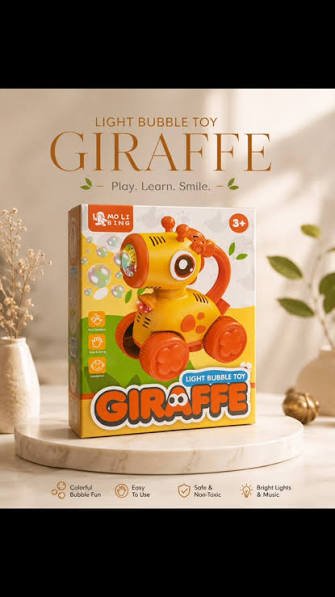 Giraffe Bubble Stroller Toy with Lights & Music | Interactive Bubble Making Walking Toy for Kids