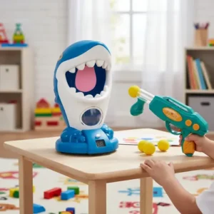 Acousto-Optic Shark Shooting Game Toy | Sound & Light Interactive Shark Target Game for Kids